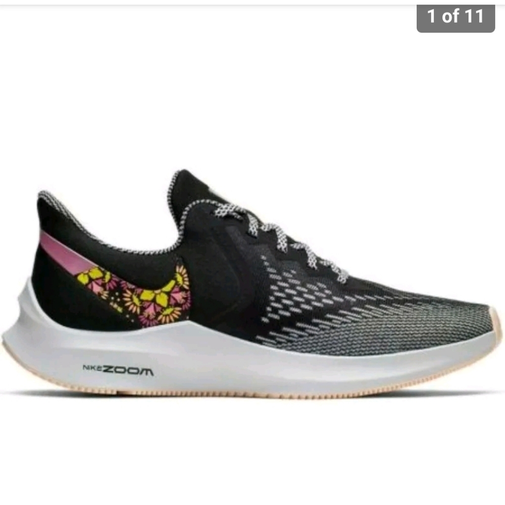 Wmn's SZ 10, NIKE Zoom Winflo Running Shoes Floral Swoosh BQ9266-001 EURO 42